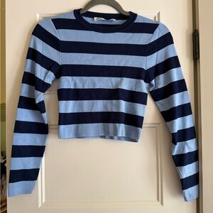 Zara Navy and Light Blue Striped Sweater